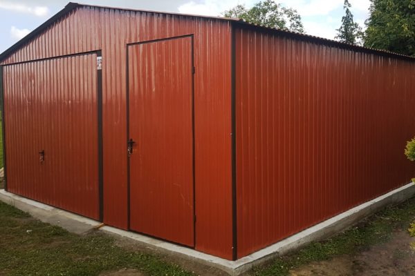 Plechová garáž 5×6,5 - hnedá