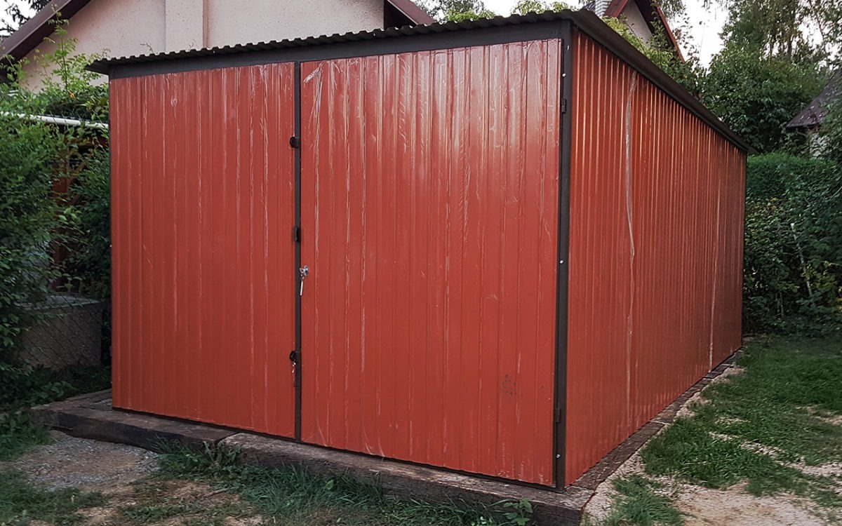 Plechová garáž 3×5 - hnedá