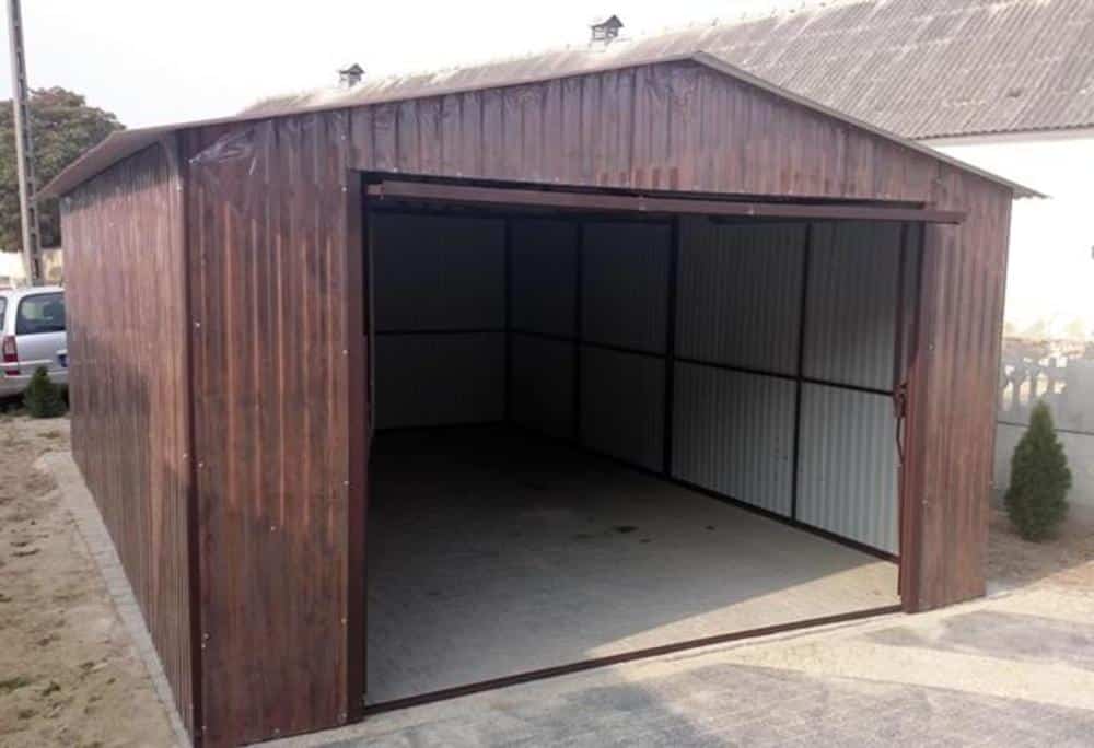 Plechová montovaná garáž 4×6 - hnědá