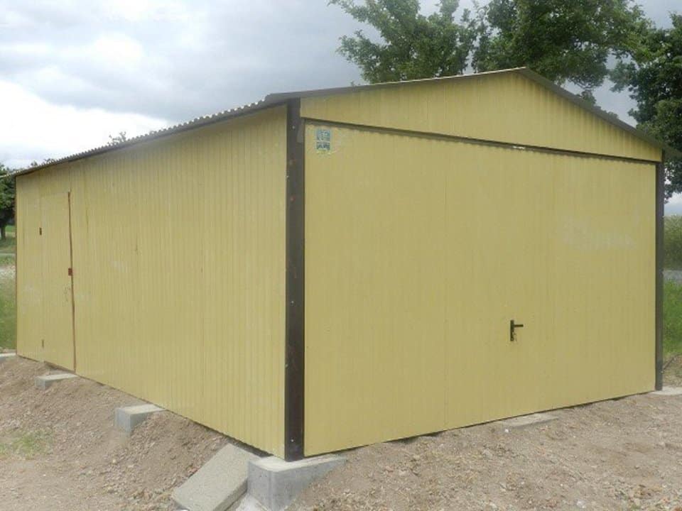 Plechová montovaná garáž 4×6 - žlutá