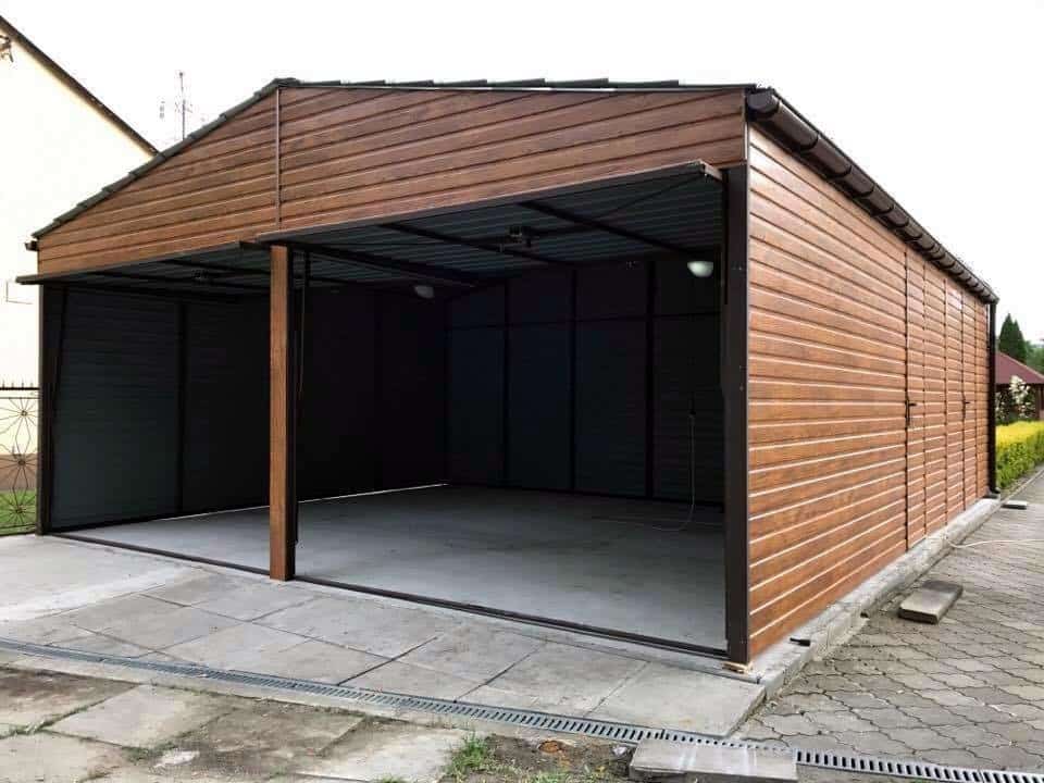 Plechová garáž softline 6×8 m - zlatý dub