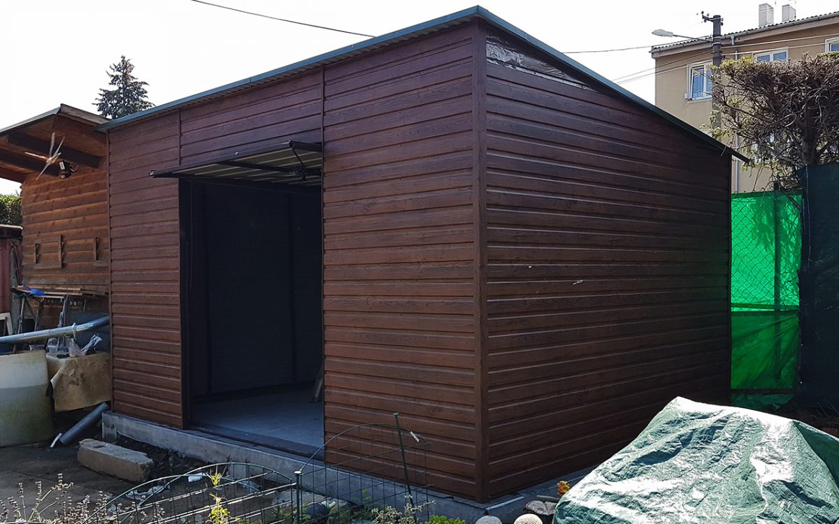 Plechová garáž 4,5×3m - Orech