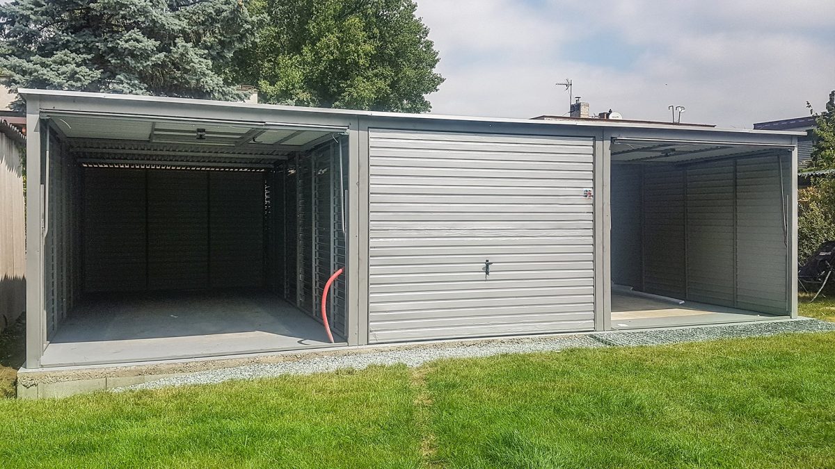 Plechová garáž 9×6m - strieborná