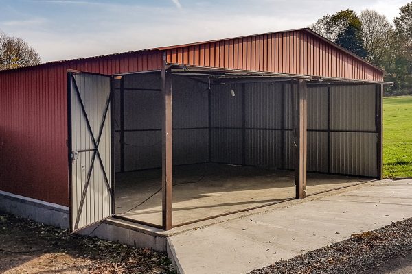 Plechová garáž 6x5m -svetlo hnedá+ dodatočné dvere