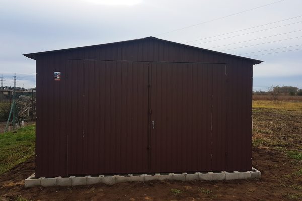 Plechová garáž 4x6m - tmavo hnedá