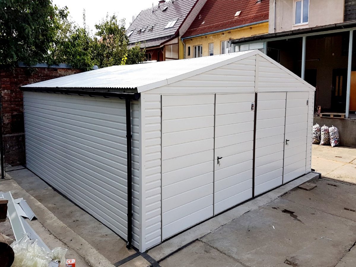 Plechová garáž 7x7m - biela