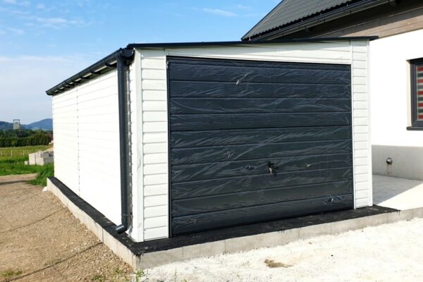Plechová garáž 3,5x7m - biela/grafit tmavý matný